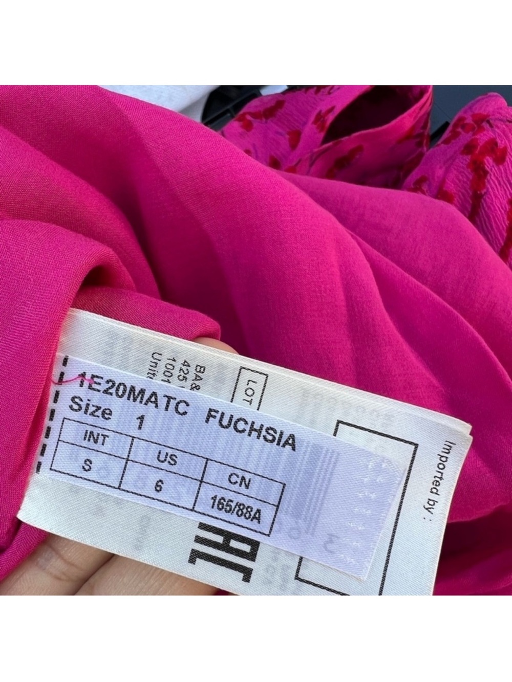 Ba&sh matcha floral print mini dress fuchsia hot pink v neck ruffle sleeves - Picture 6 of 6